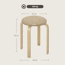 Set 4 Sgabelli con Seduta Imbottita Rotondi e Impilabili Ø40x45 cm in Legno Cachi  