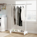 Stendibiancheria Estensibile con Ruote Acciaio Inox e Ripiano Porta Scarpe Bianco      