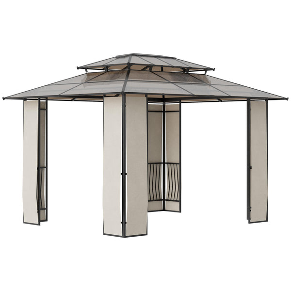 sconto Gazebo da Giardino 3,65x3m in Acciaio e Alluminio Marrone