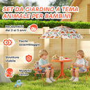 Set Tavolo e Sedie per Bambini con Ombrellone per Esterno in Acciaio Arancione      