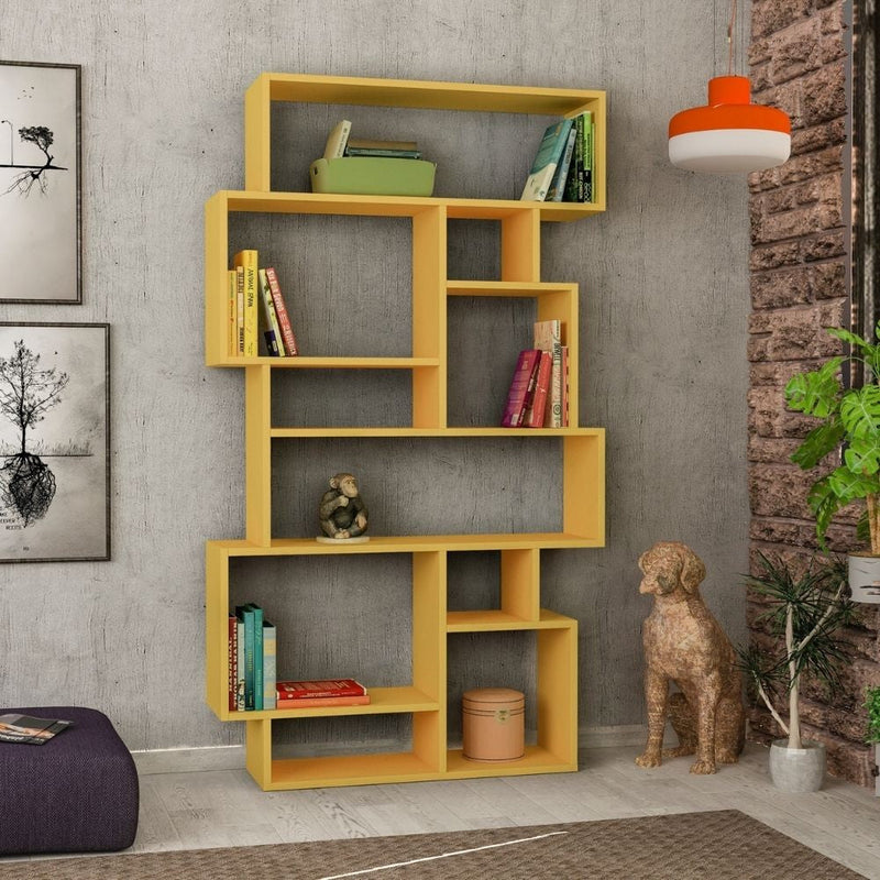 Libreria orizzontale bifacciale 96x25,5x168,5 cm mostarda