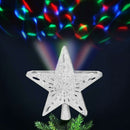 Puntale Proiettore LED per Albero di Natale a Forma di Stella 24x7 cm con Effetti Luce RGB in Plastica e Vetro Argento      