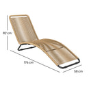 Lettino Sdraio da Giardino a S 176x58x82 cm in Rattan PE e Acciaio Nero e color Legno   