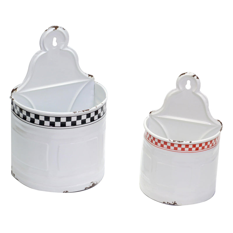 Set 2 Portatutto in metallo bianco rosso nero 