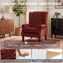 Poltrona da Salotto 74x86x102 cm con Ampia Seduta e Gambe in Legno di Eucalipto in Velluto Rosso Vino      