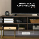 Mobile TV max 55” 120x39x50 cm con 2 Armadietti in Legno e Metallo Marrone e Oro