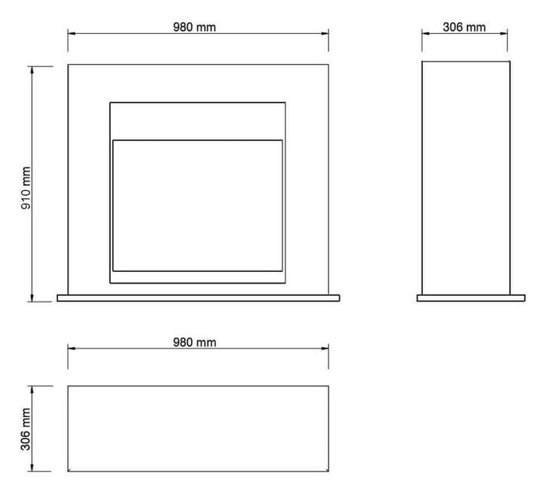 Cornice per Camino in Legno MDF 98x91x30,6cm Ruby Fires Adra Bianca