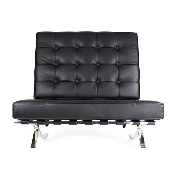 acquista Poltrona Barcelona in Acciaio Cromato Rivestimento in Similpelle Nero