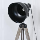 Lampada da Terra Tripode in Legno con Paralume in Metallo 63x63x100-146 cm E27  Nera