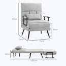 Poltrona Letto 3 in 1 Schienale Reclinabile in Finta Pelle Scamosciata Grigio Chiaro   