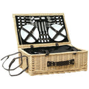 Cesta Valigetta da Pic Nic per 4 Persone 24 Pezzi in Vimini color Legno  