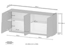 Credenza 4 Ante 200x44x86 cm Pongo 4A Grigio Antracite Opaco  