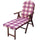 Poltrona 4 Posizioni Relax Faggio con Cuscino e Prolunga 84/40x 60x100 h cm in Cotone Rosso