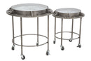 Tavolo da Caffé Bolt Coppia Ø59,5x64-45x52 cm Legno e Ferro Grigio