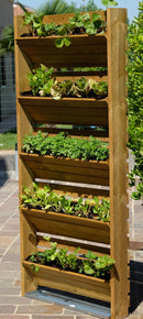 Pannello Orto Verticale 5 Contenitori 80x15x180 cm in Legno di Conifera Taini 