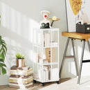 Libreria Moderna a 3 Ripiani 35x35x99 cm con Ruote in Metallo a Rete Bianco  