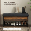 Panca Scarpiera da Ingresso Industriale con Ripiano Nascosto 100x40x50 cm in Truciolato e Acciaio Marrone e Nero