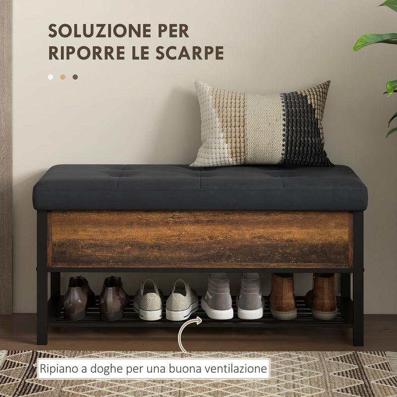 Panca con seduta, Scarpiera con 2 ante scorrevoli, Panca ingresso con vano portaoggetti, 85x37x49cm FSR116-W SoBuy | Leroy Merlin