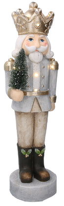Soldatino Schiaccianoci in Resina 17x17xh63 cm con LED Decorazione Grigio