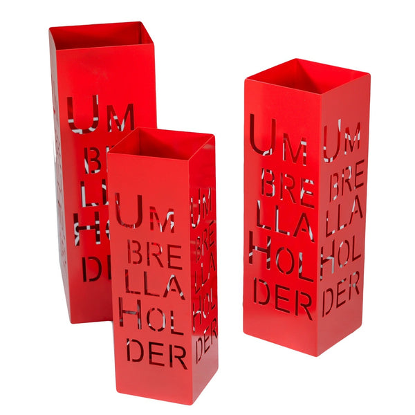 acquista Set 3 Portaombrelli in Metallo 20x20H60cm Umbrella Rosso