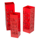 Set 3 Portaombrelli in Metallo 20x20H60cm Umbrella Rosso