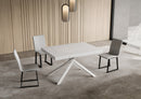 Tavolo Allungabile 120-380x90x74 cm Niket Bianco Frassino Gambe Bianche