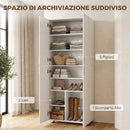 Armadio Guardaroba 60x34x180 cm con 4 Ante e Chiusura Soft Close in Truciolato Bianco      