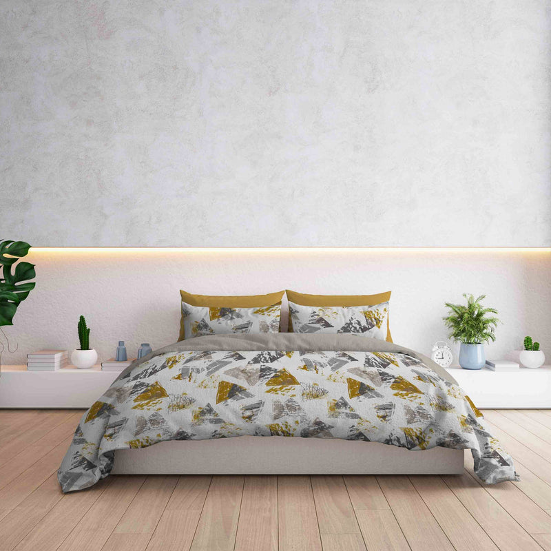 Copripiumino con Federe Stampato in Microfibra Urban Giallo Varie Misure