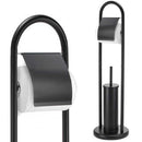 Portarotolo Con Portascopino in Acciaio Nero Porta Carta Igienica