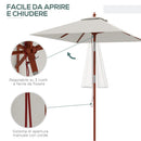 Ombrellone da Giardino Rettangolare Inclinabile 200x150x235H cm Apertura a Corda Beige 