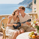 Ukulele per Principianti da 21 Pollici Plettro e Corda di Ricambio in Legno con Corde in Nylon Nero      