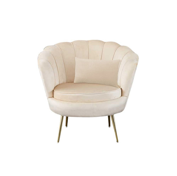 online Poltrona a Conchiglia 78x73x78 cm in Velluto Vintage Piedi Oro Sofia Beige