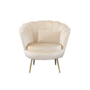 Poltrona a Conchiglia 78x73x78 cm in Velluto Vintage Piedi Oro Sofia Beige