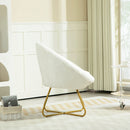Poltrona Moderna da Camera in Finta Pelliccia con Gambe in Metallo 75x66x79 cm Bianco 