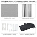 Gazebo da Giardino 300x300 cm Pieghevole ad Altezza Regolabile con Finestrelle in Acciaio e Tessuto Oxford Grigio Chiaro  