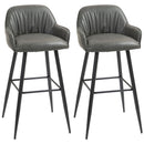 Set 2 Sgabelli da Bar con Schienale in Finta Pelle PU Grigio  
