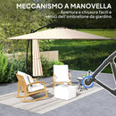 Ombrellone Decentrato 250x250 m con Base a Croce e Manovella in Metallo e Poliestere Cachi      