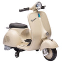 Moto Elettrica per Bambini 3+ Anni Licenza Piaggio Vespa 7,2 V 81x37x63 cm con Rotelle Rimovibili 3-5 km/h Max 30 kg in PP Bianco      