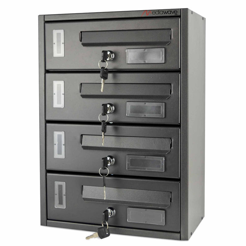 Cassette Postali 42x18x30 cm Artigian 4 Posti con Serratura in Metallo Antracite