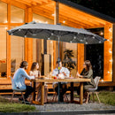 Ombrellone Doppio da Giardino 295x150x219 cm in Acciaio e Poliestere Grigio