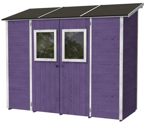 prezzo Casette Box da Giardino in Legno Porta Utensili 245x102x224 cm con 2 Porte e Finestre Ecla Lilla