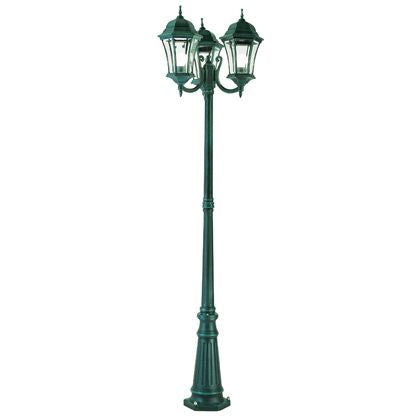 sconto Lampada Palo Alto per Giardino Tre Luci Colore Nero e Verde per Esterno Linea Curvata Sovil