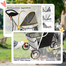 Passeggino per Cani 77x44x102 cm Pieghevole con Portabicchieri e Cestino Grigio      