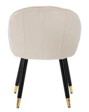 Sedia Loty Crema 57x58x80 cm in Legno e Velluto Crema, Oro e Nero