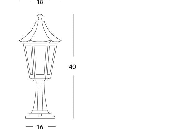 Lampada Palo Paletto da Cancello Colore Nero per Esterno Linea Pagoda Sovil