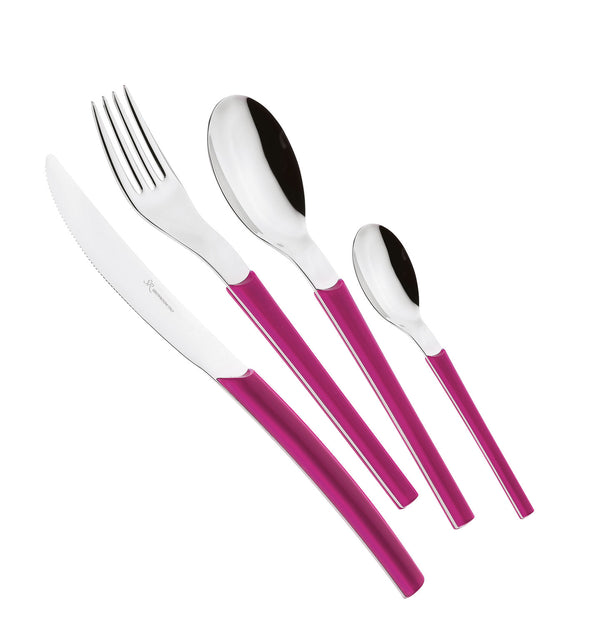 sconto Servizio Set di Posate 24 pezzi in Acciaio Inox Eme Loto Fuxia 239