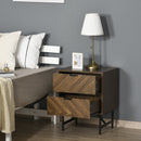 Comodino 2 Cassetti 48x39,5x61 cm in Legno Noce