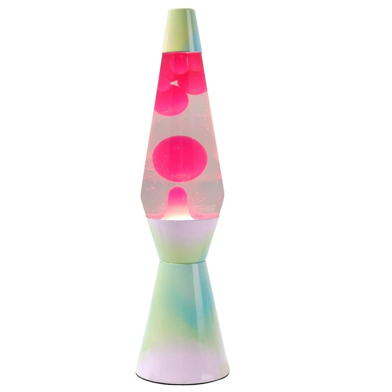 Lampada Lava Lamp 40cm Rainbow Dream Base Colori Pastello Magma Rosa
