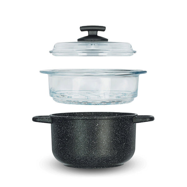 sconto Set Vaporiera 3 Pezzi Antiaderente 2 Manici Ø20 cm Olympia Hard Cook