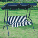 Dondolo Sofa 3 Posti in Acciaio Verniciato Telo Bianco/Blu